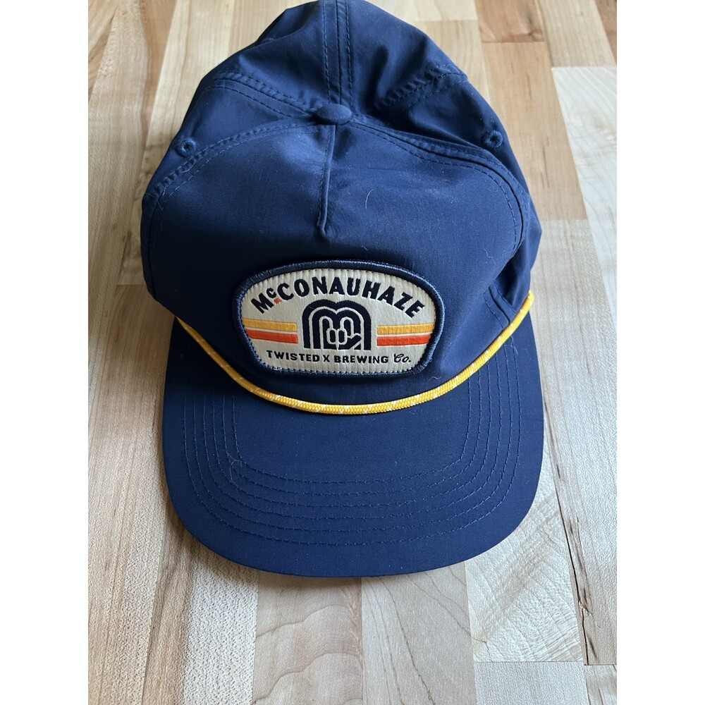 Twisted X Brewing Co McConauhaze IPA Snapback Hat Cap Rope Retro Blue Texas